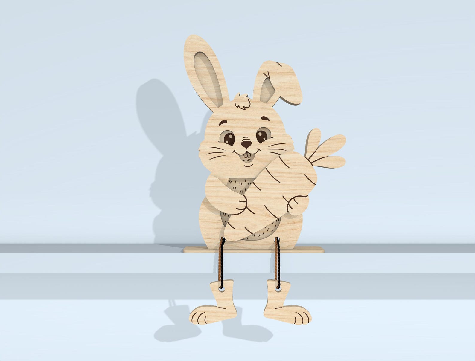 Easter Bunny Shelf Sitters SVG Laser Cut File, Wooden Dangling Leg ...