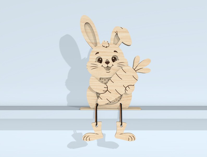 Easter Bunny Shelf Sitters SVG Laser Cut File, Wooden Dangling Leg ...