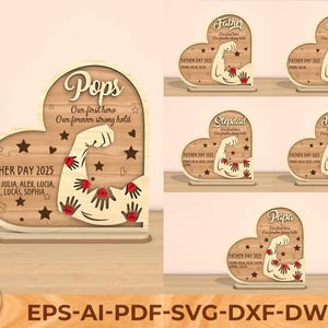 Segno a forma di cuore per la festa del papà in formato SVG, file di impronta laser personalizzata per papà, nonno, nonno, patrigno, regalo per la festa del papà da scaricare digitalmente per bambini