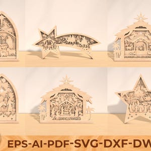 Nativity Scene SVG Bundle: Laser Cut Files for Ornaments