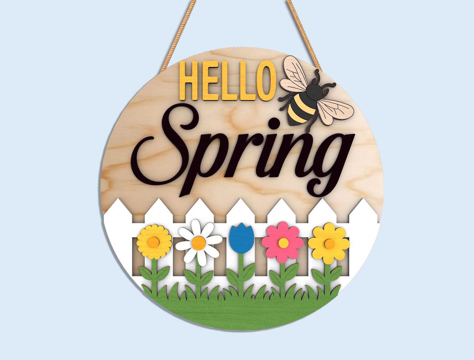 Spring Round Sign SVG Bundle, Welcome Door Hanger Laser Cut Files ...