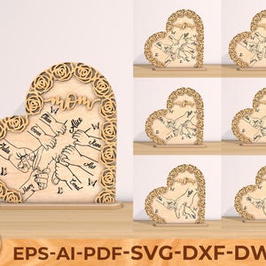 Decoración personalizada con forma de corazón y manos de mamá e hijo en SVG, conjunto de golpes de puño para el día de la madre, SVG para el día de la madre, SVG familiar, golpes de puño para mamá de bebé y niño pequeño