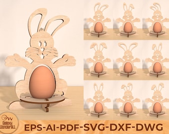 Laser Cut Easter Bunny Egg Holder (Digital File)