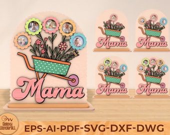 Personalized Happy Mother's Day Flower Photo Svg,  wooden picture frame, Flower Garden Photo Svg,Glowforge