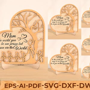 Mutterbaum SVG, dekorativer Holzständer, Mutter und Kind stehen Dekor SVG, liebe Mutter danke svg, Muttertagsgeschenk svg, Glowforge svg