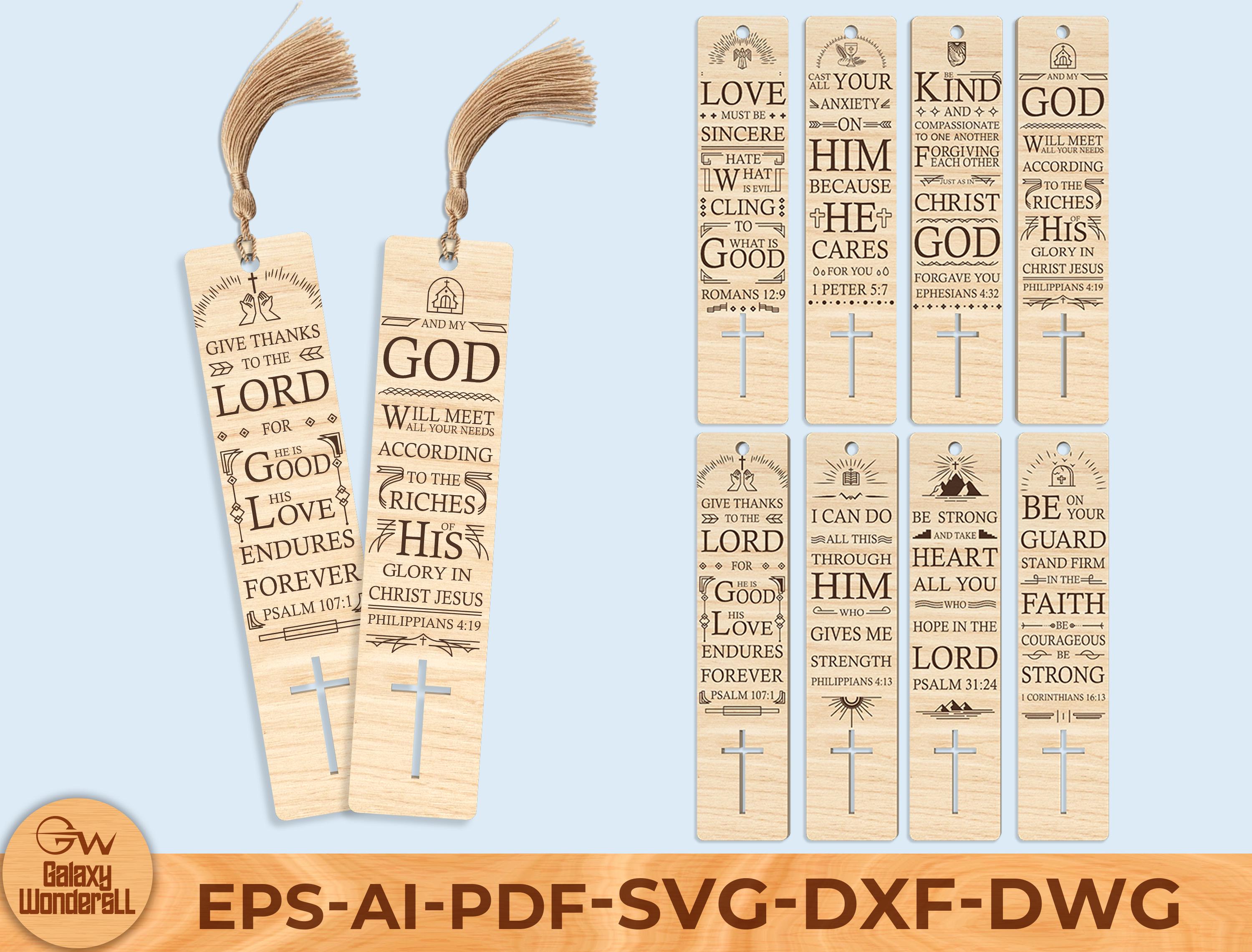Christian Bookmark Laser Cut SVG, Bible Verse Wooden Bookmark DXF ...
