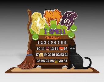 Halloween Countdown Standing Decor Svg ,Days Until Halloween Svg, Countdown to Halloween Calendar Svg ,Halloween Cauldron Calendar Svg,