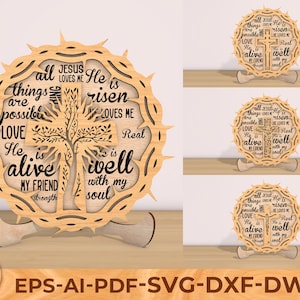 Crown of thorns with cross Svg, Christian Cross Cut Files, Easter Cut File, Cross SVG, Religious Svg, Glowforge Cut File Svg