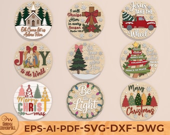 Kerststal deurbord lasergesneden bestanden: religieuze SVG-bundel (digitale download)