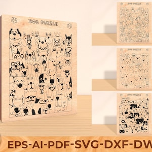 Hund Puzzle, Laser geschnitten Holzpuzzle Spiel svg, süße Tiere, Tierpuzzle, Montessori Puzzle, Baby Puzzle, Kinderspiel svg, Lasercut-Datei