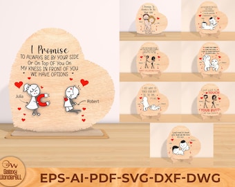 Funny Valentine's Day Gift SVG Bundle, Mature Sarcastic Quote Laser Cut File, Adult Humor Heart Plaque, Anniversary Wood Decor Digital