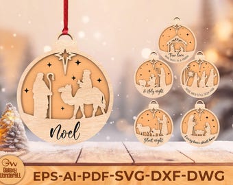 Adorno navideño SVG: Plantilla de decoración navideña cristiana cortada con láser (descarga digital)