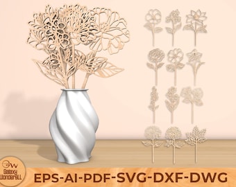 Archivos SVG de flores cortadas con láser para el mes de nacimiento: Diseño de flores silvestres (descarga digital)