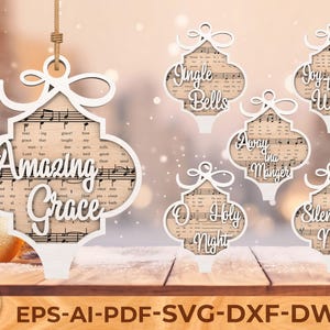 Amazing Grace Ornament SVG Bundle , Christmas Laser Cut Files, Amazing Grace, Glowforge Cricut File,  Xmas Decor home