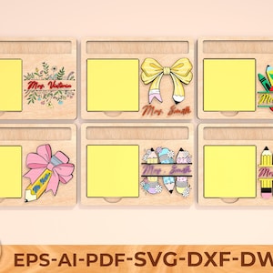Porte-bloc-notes personnalisé Svg, modèle de porte-bloc-notes autocollant Svg, Découpe laser, Projets de découpe laser, Porte-bloc-notes, Porte-post it