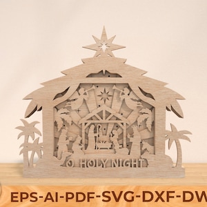 O Holy Night Svg,Christmas nativity stand laser cut,  Nativity Scene, Jesus Christmas SVG, 3D SVG Christmas, Laser Cut file