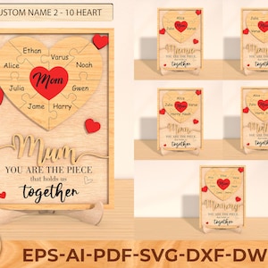 Personalized Mothers Day Puzzle Piece Sign SVG, Gift for Mom, Mothers Day svg, Mothers Day Gifts svg, Glowforge svg files, Laser cut files