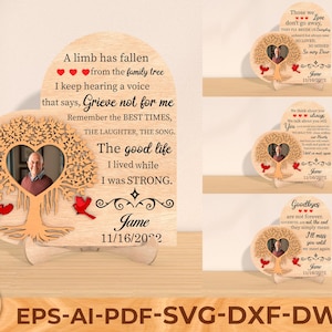 Bundle de svg citations poème commémoratif, signe commémoratif svg, perte d'un être cher, cadeaux commémoratifs Svg, grand-père Memorial SVG, fichiers découpés au laser Glowforge