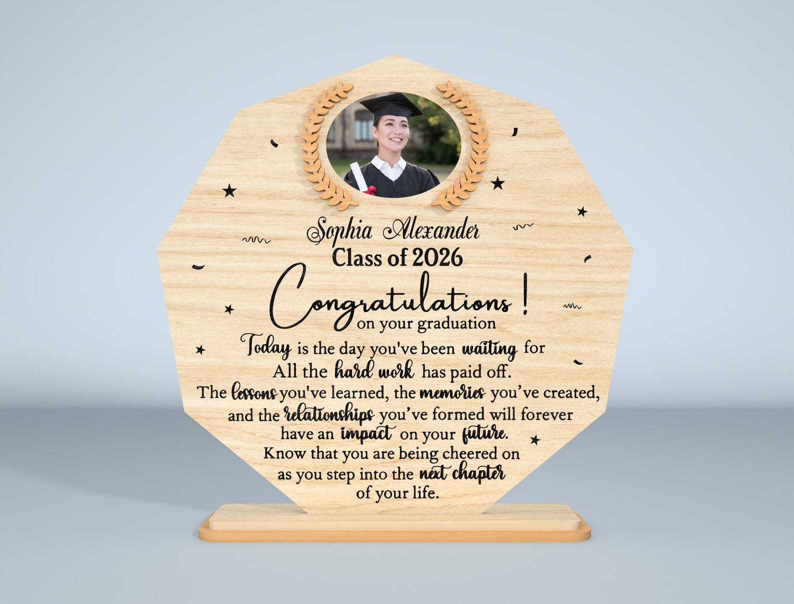 Personalized Graduation Wooden Plaque Laser Cut File, Class of 2026 ...