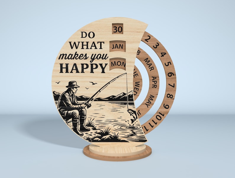 Calendario perpetuo SVG, archivo de corte láser para calendario de escritorio de madera, rueda de fechas grabada, SVG Glowforge, decoración de letreros de madera, diseño de calendario DIY imagen 10