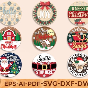 Christmas Door Sign SVG Bundle: Holiday Porch Decor (Digital File)