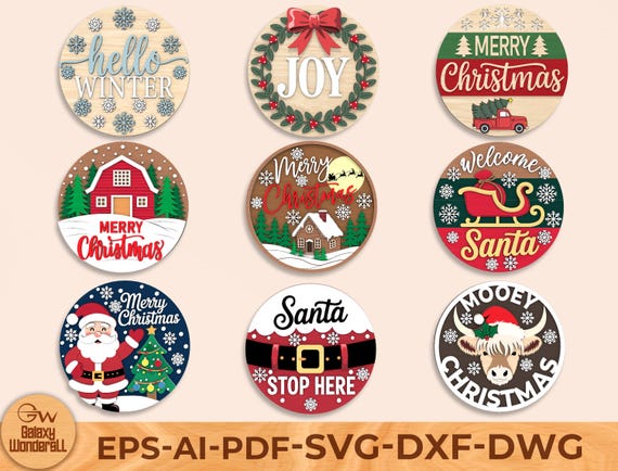 Christmas Door Sign SVG Bundle: Holiday Porch Decor (Digital File)