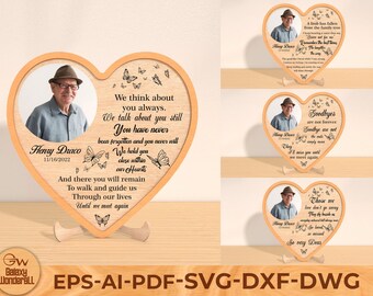 Letrero conmemorativo personalizado para papá SVG: Frases de "En memoria de mi padre" (archivo digital)