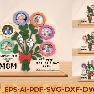 Fleur triée sur le volet, signe photo Svg de la mère, fichier numérique fête des mères, fleurs maman Svg, signe photo fleur de la mère, fichier laser prêt