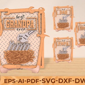 Personalised Grandads Workshop laser cut file, Personalized Wooden Father Day Papa Decor Gift, Home Tool Repair, Gift for Grandad