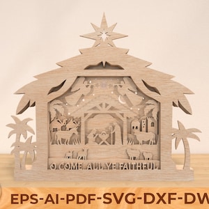 Nativity scene laser cut svg file, Christmas table decoration, Christmas Laser Cut SVG Design, Glowforge Files