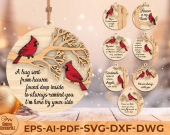 Cardinal Christmas Ornament SVG: Memorial Gift, Laser Cut File