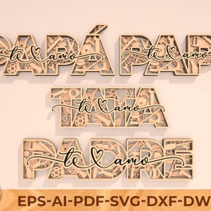 Papa Te Amo svg multicamadas, Feliz Dia do Pai svg, svg em espanhol, presentes para o Dia dos Pais, Padre svg, Papa svg, arquivos svg Glowforge, DOWNLOAD DIGITAL