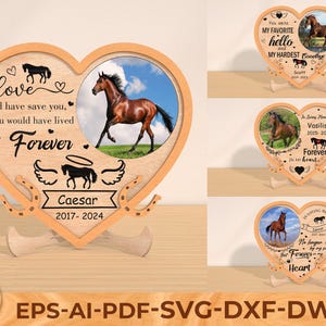 Cornice commemorativa personalizzata in legno per cavalli, cornice commemorativa in legno, cornice commemorativa per cavalli, regalo per amanti dei cavalli, perdita del cavallo, cornice per foto, Glowforge Svg