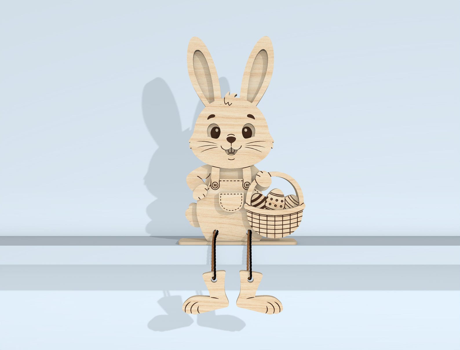 Easter Bunny Shelf Sitters SVG Laser Cut File, Wooden Dangling Leg ...