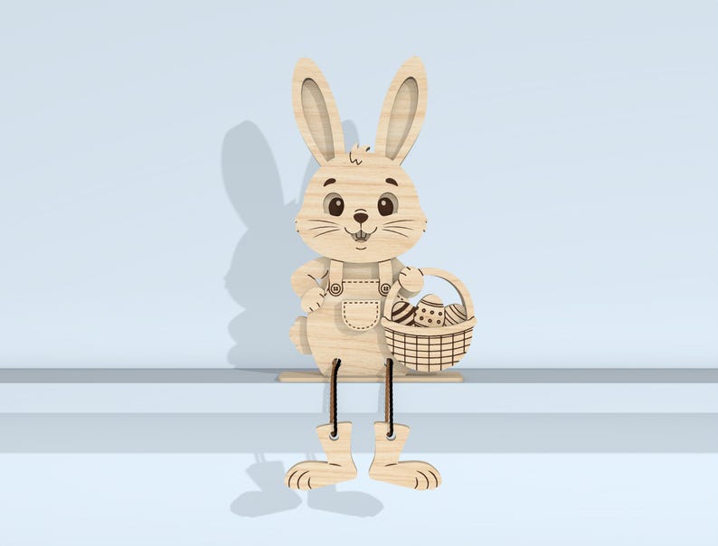 Easter Bunny Shelf Sitters SVG Laser Cut File, Wooden Dangling Leg ...