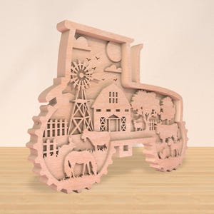 Multilayer Sign Tractor Multilayer Tractor Farmhouse SVG Laser Cut Files, Farm Tractor SVG, 5 ...
