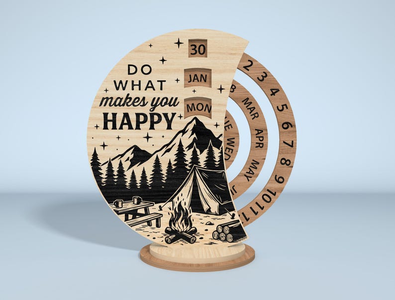 Calendario perpetuo SVG, archivo de corte láser para calendario de escritorio de madera, rueda de fechas grabada, SVG Glowforge, decoración de letreros de madera, diseño de calendario DIY imagen 11