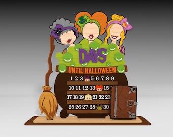 Days Until Halloween Svg, Halloween Countdown Standing Decor Svg ,Countdown to Halloween Calendar Svg ,Halloween Cauldron Calendar Svg,