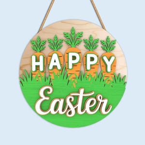 Easter Round Sign SVG Bundle, He Is Risen Door Hanger, Bunny Welcome Easter Decor, bunny easter svg, christian easter, Laser Cut Files image 9