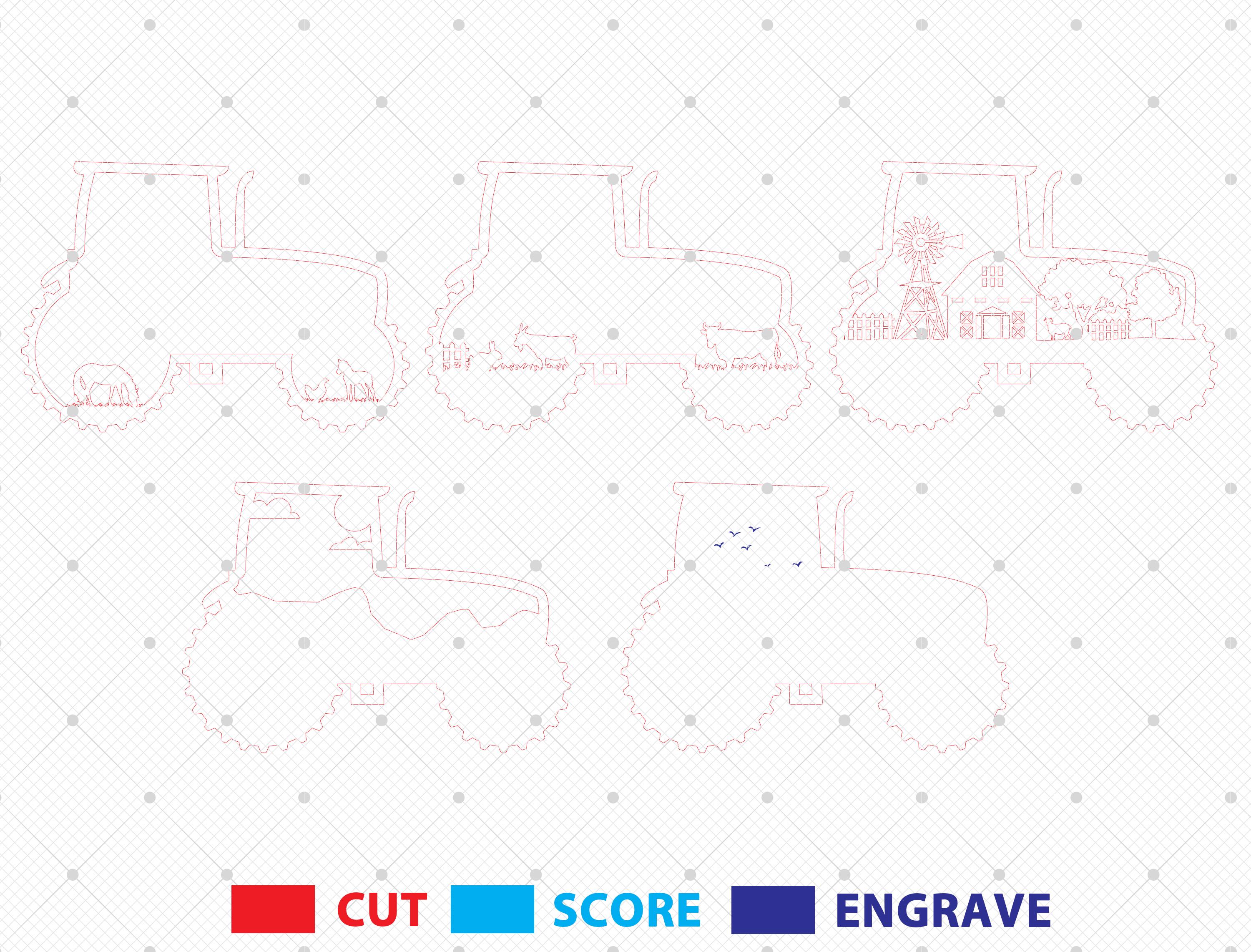 Multilayer Sign Tractor Multilayer Tractor Farmhouse SVG Laser Cut Files, Farm Tractor SVG, 5 ...