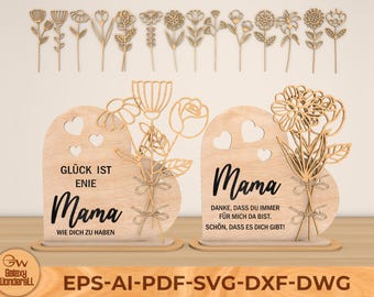 Personalized Mama Laser Cut File svg, Mama Heart and House svg, Mom sign Gift Digital Download Mother’s day gift SVG Glowforge Mom from kids