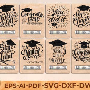 Bundle cadeau porte-monnaie félicitations pour l'obtention du diplôme, porte-monnaie senior 2025, cadeau en argent pour l'obtention du diplôme, fichier laser Glowforge classe 2025