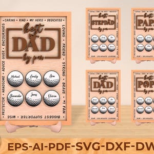 Wood Golf Ball cut file svg, Golf Ball SVG Name frame, gift for dad, Laser cut files, Glowforge Files Svg