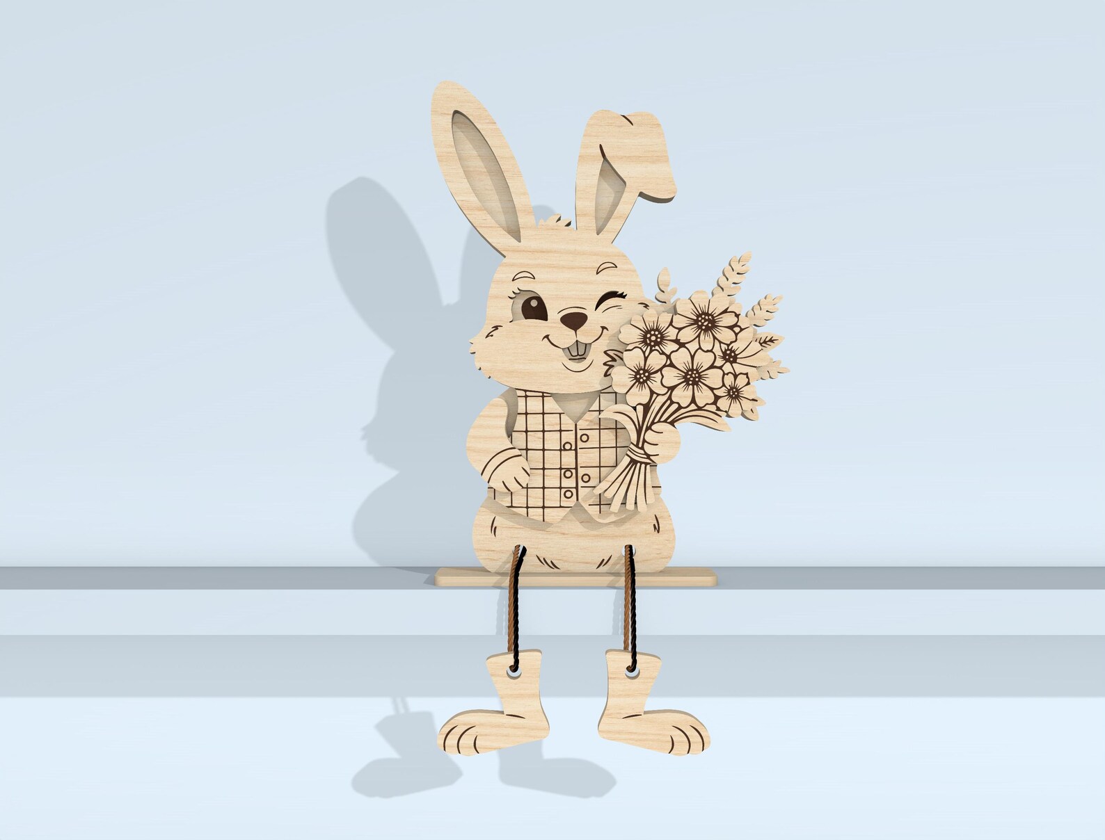 Easter Bunny Shelf Sitters SVG Laser Cut File, Wooden Dangling Leg ...