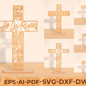 Ostern 3D Kreuz von Jesus Laser geschnitten, Er ist auferstandenen SVG