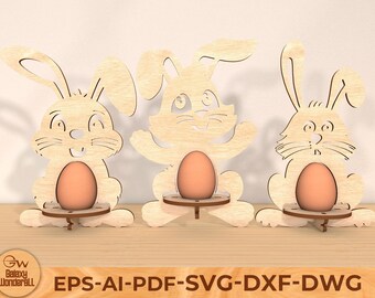 Easter standing Bunny decoration laser cut svg file, Easter Egg Bunny, Cute Easter Decoration, Glowforge