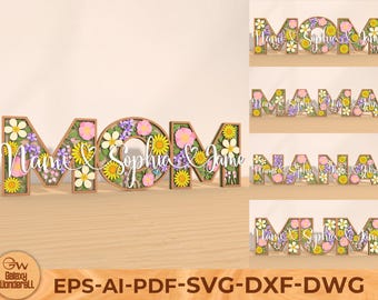 Personalization Mother‘s Day Multilayer Standing svg, Happy Mother’s Day Gift for Mom cut file, Mother’s day stand svg file