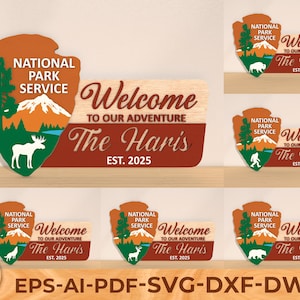 Placa do Parque Nacional Woodland Svg, Presente para Caminhante do Parque Nacional, Parque de Boas-vindas Svg, Placa do Serviço Florestal Svg, SVG Personalizado Gravado a Laser