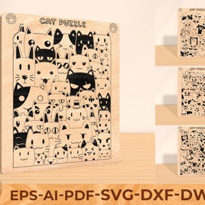 Quebra-cabeça de madeira para crianças Svg, quebra-cabeça 3D cortado a laser SVG Lasercut, animais fofos, quebra-cabeças de animais, quebra-cabeça montessori, quebra-cabeça de bebê, jogo infantil svg