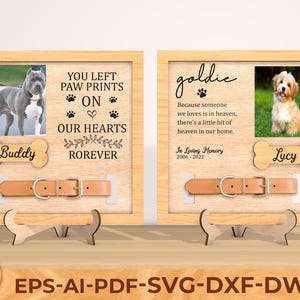 Letrero conmemorativo para collar de mascota, soporte para collar conmemorativo con orejas de perro, placa conmemorativa para perro, regalo personalizado para la pérdida de un perro, letrero conmemorativo para perro, corte láser SVG